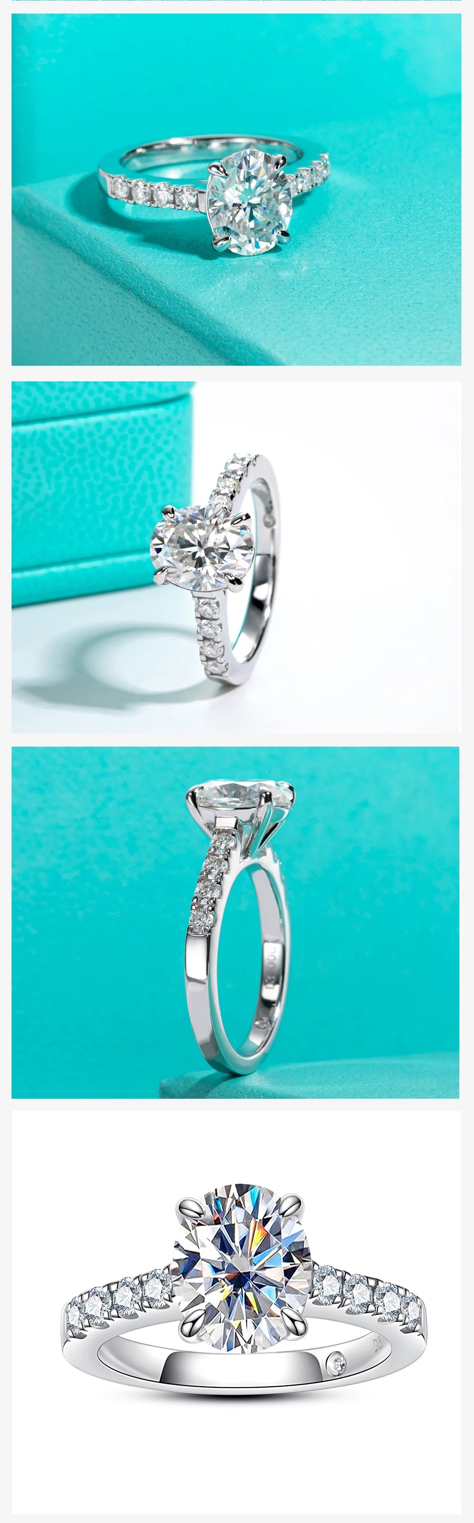 VVS1 D Color 3CT Oval Cut Moissanite Engagement Ring | S925.