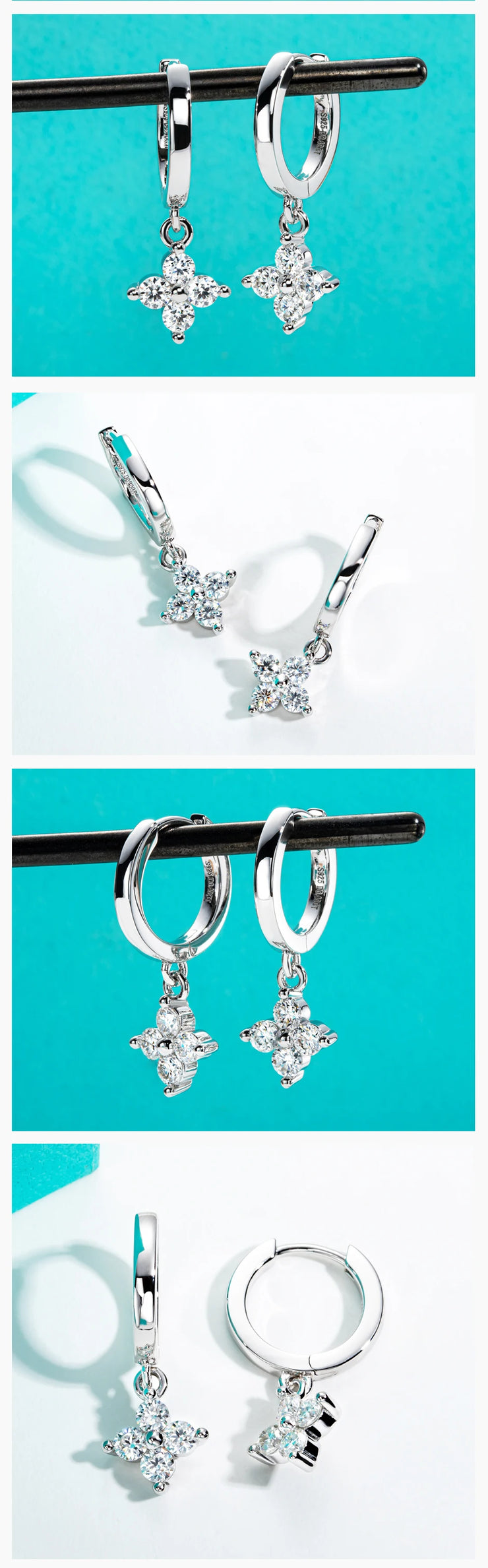 3mm Moissanite Hoop Earrings - Women's Huggies.