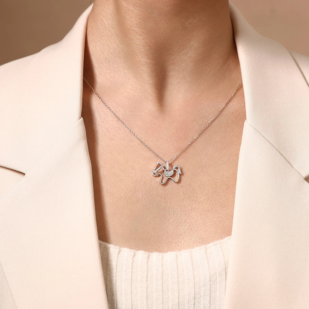 Luck Pony Pendant Moissanite Necklace