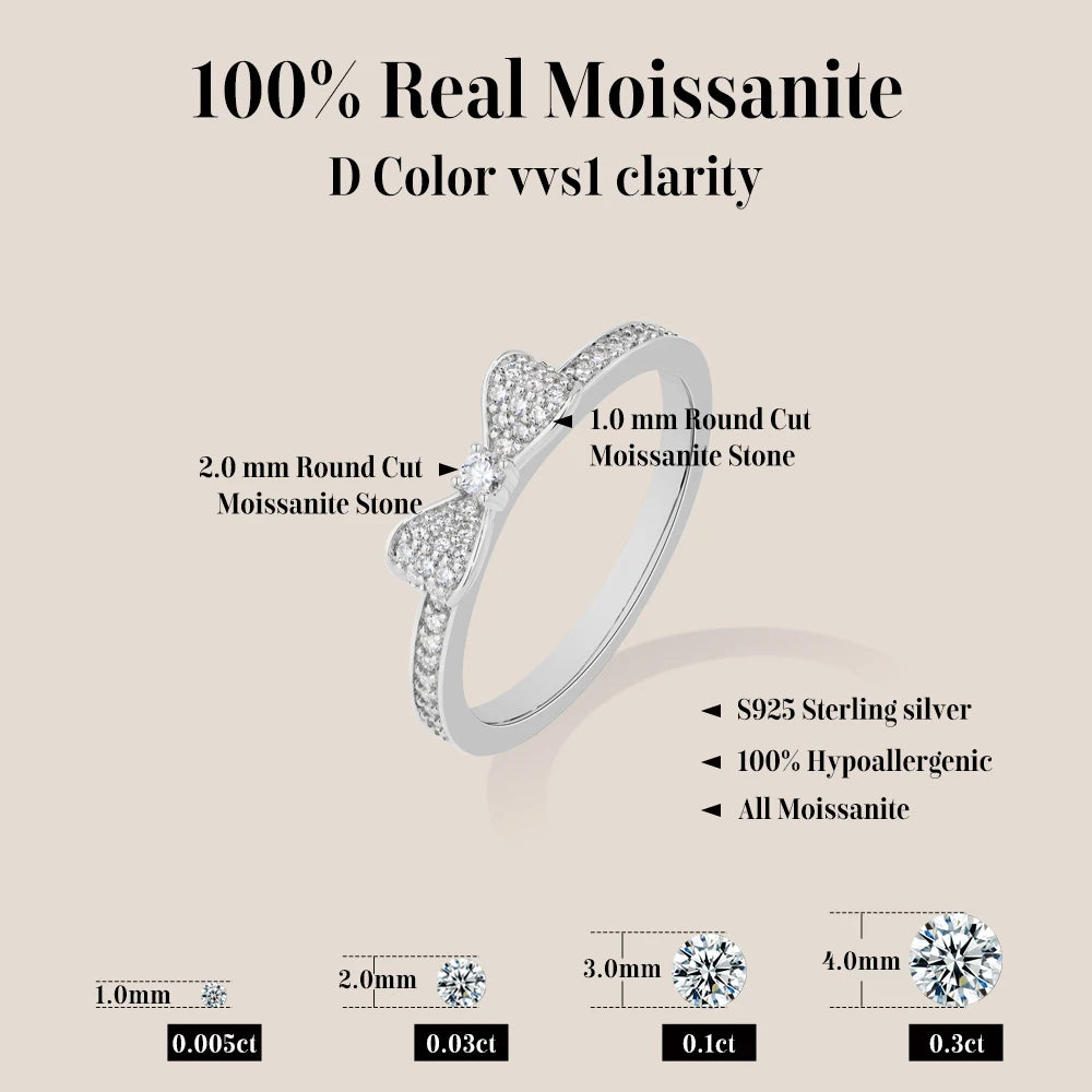 Bow Design D VVS1 Moissanite Ring