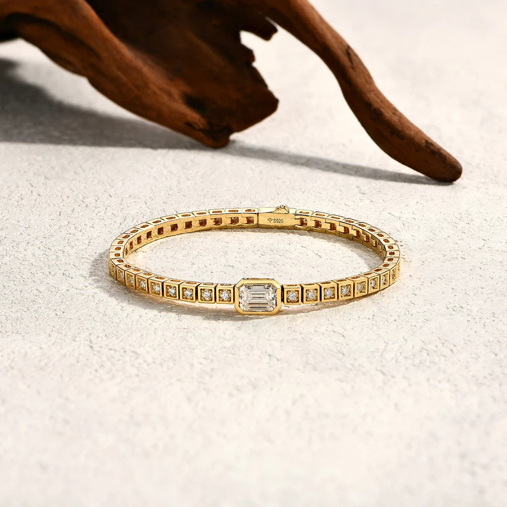 Asscher Cut Moissanite Tennis Bracelet