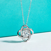 3ct D Color Moissanite Diamond Love Knot Pendant Necklace.