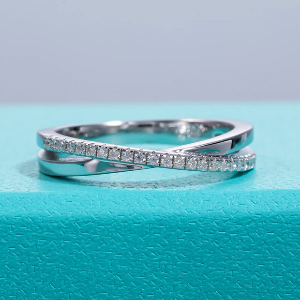 GK Moissanites D Color Moissanite Diamond Cross Engagement Wedding Rings