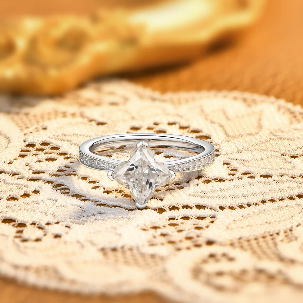 2 CT Clover Cut Moissanite Ring