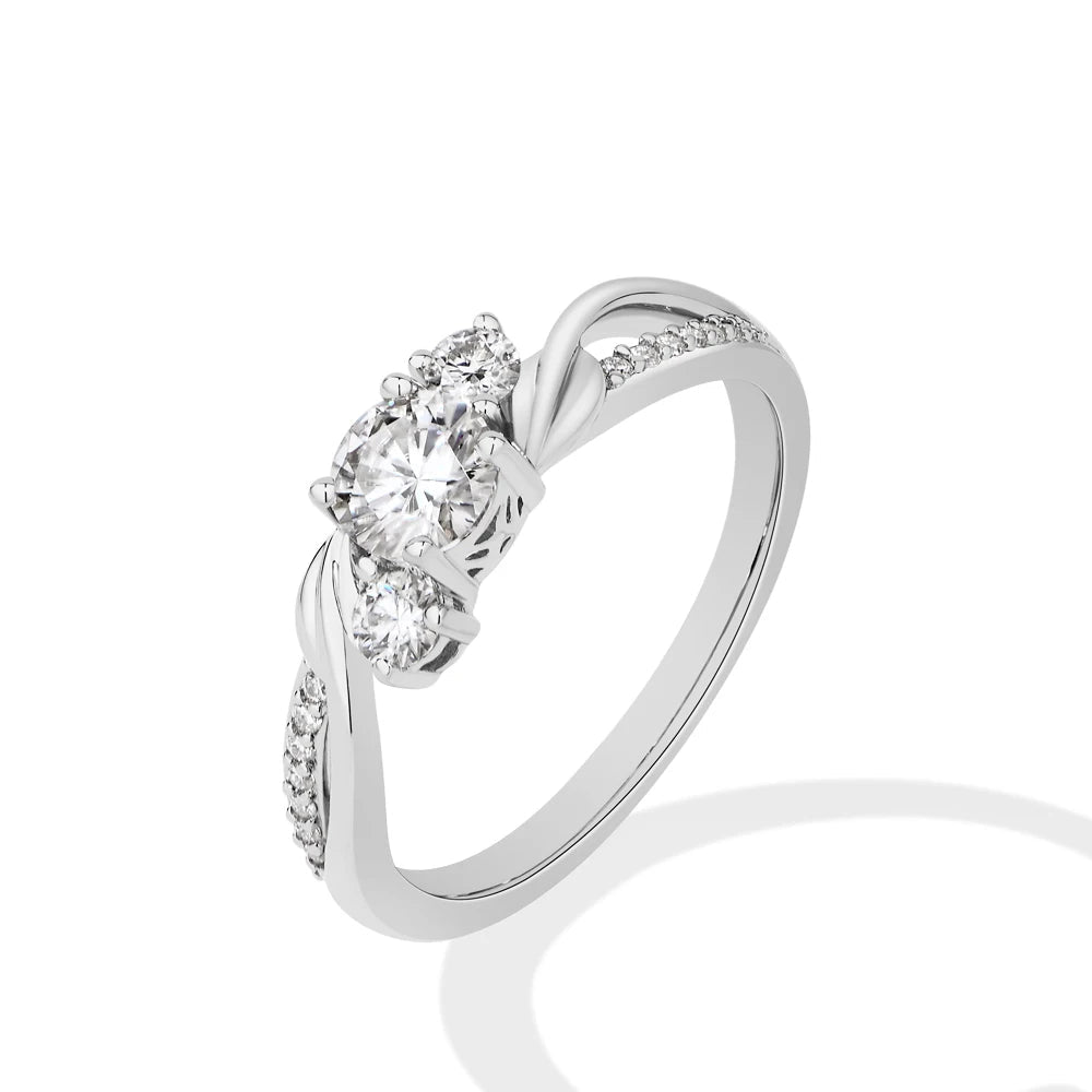 0.5 CT Three-Stone Moissanite Engagement Ring