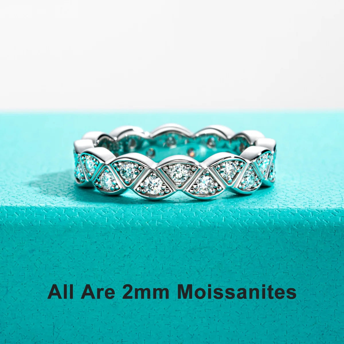 2 MM Leaf Eternity Moissanite Band Ring