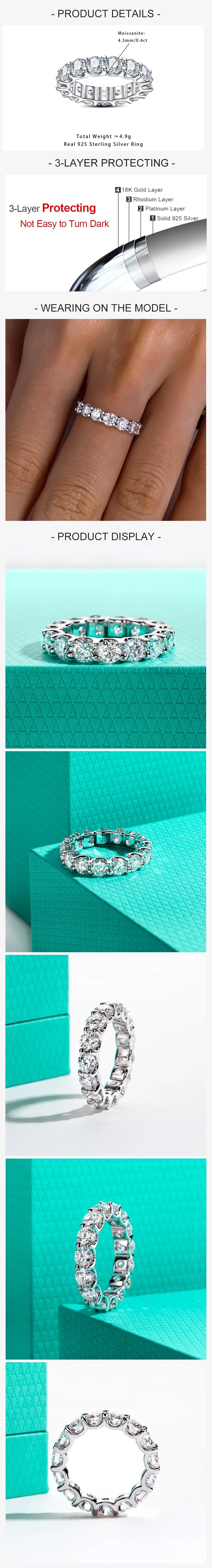 4.5 MM D Color Moissanites Eternity Band Ring