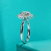 2CT VVS 1 D Color Moissanite Halo Engagement | 18K White Gold Plated.