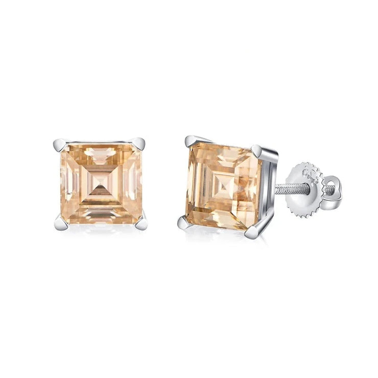 5*5 VVS 1 D Color Prince Cut Moissanite Stud Earrings | S925.