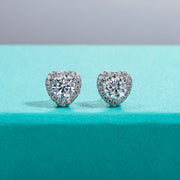 1cttw D Color Moissanite Heart Stud Earrings.