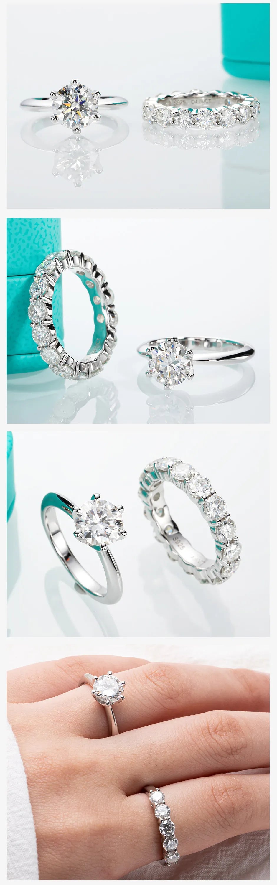 2 CT Round Cut Moissanite Ring Set