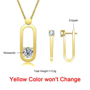 2ct D Color Moissanite Pin Necklace and Earrings Set.