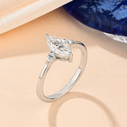 Marquise 1CT Moissanite Ring Real 925 Sterling Silver