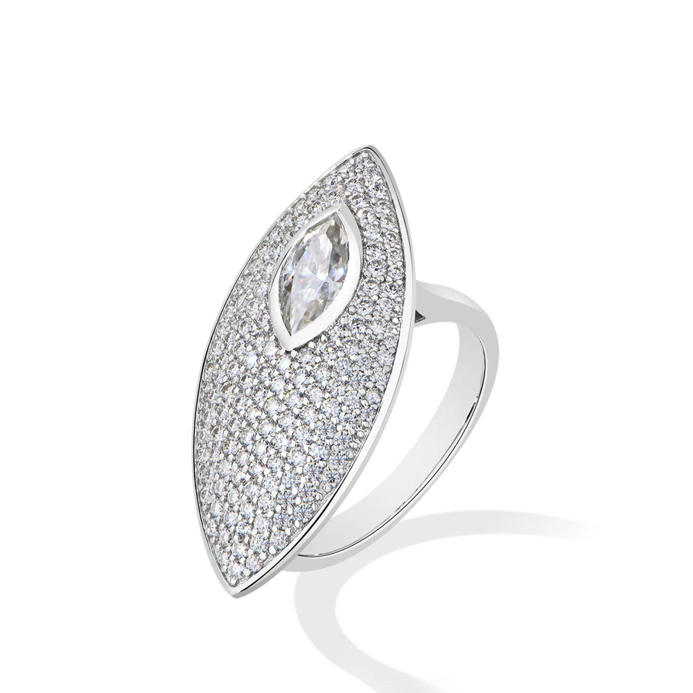 0.5CT Marquise Cut Moissanite Engagement Ring