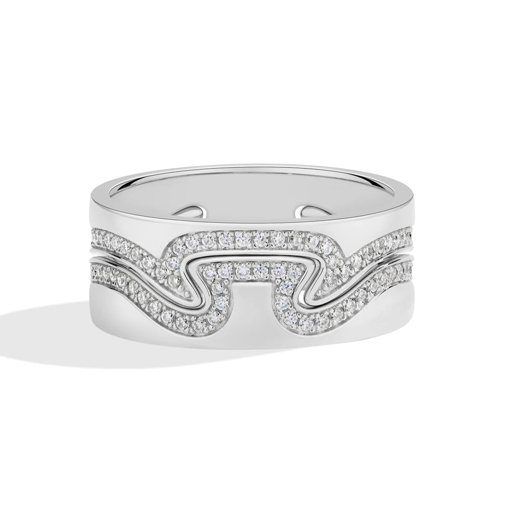 Two-Tone Wave Moissanite Statement Ring