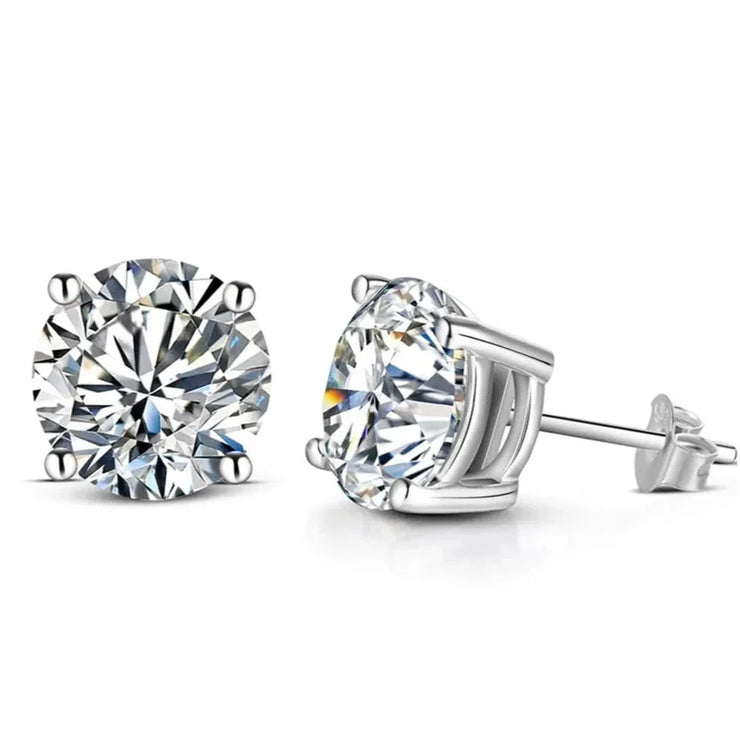 2 Carat VVS1 D Color Stud Earrings | 925 Sterling Silver.