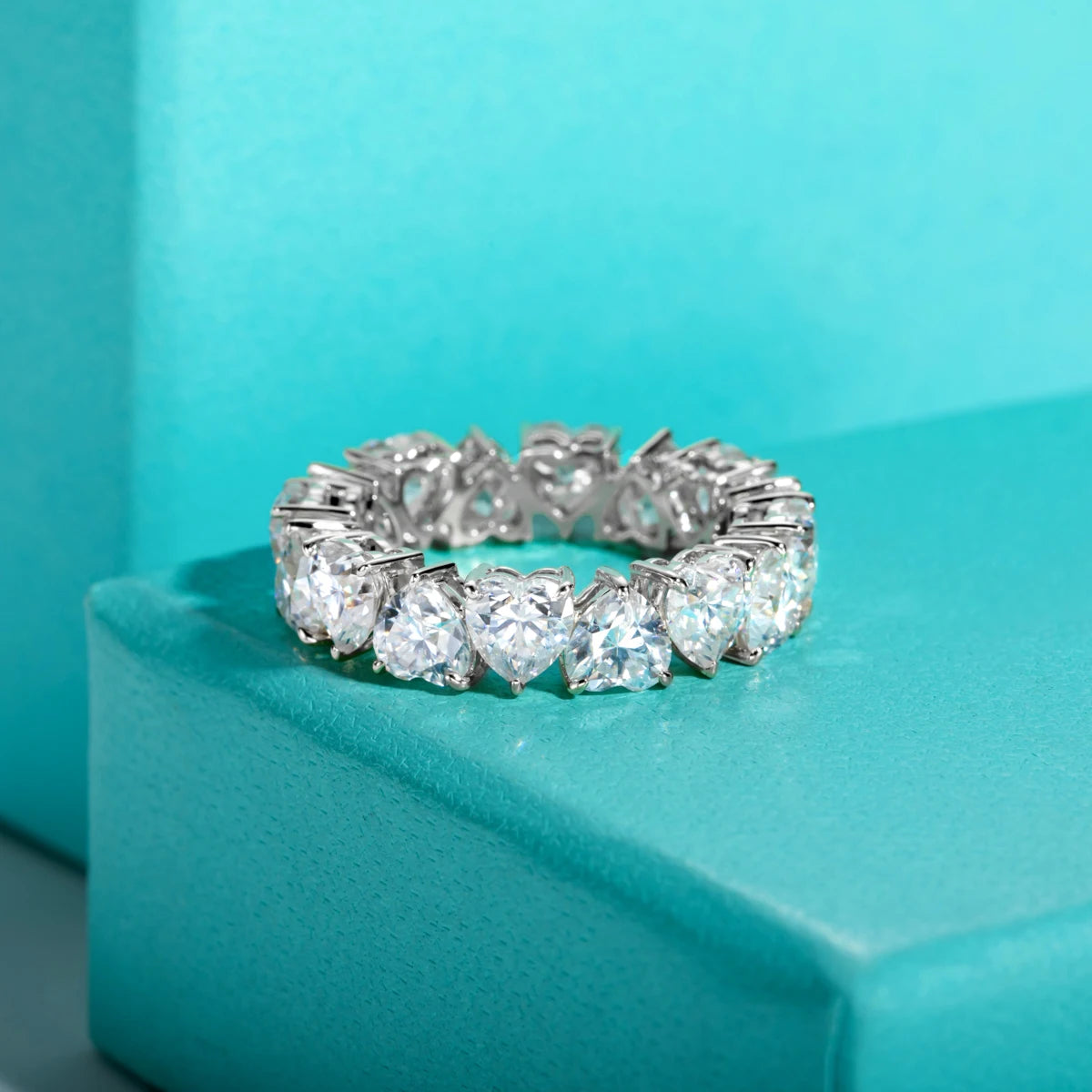 GK Moissanites 5mm Heart Cut D Color Moissanite Eternity Band