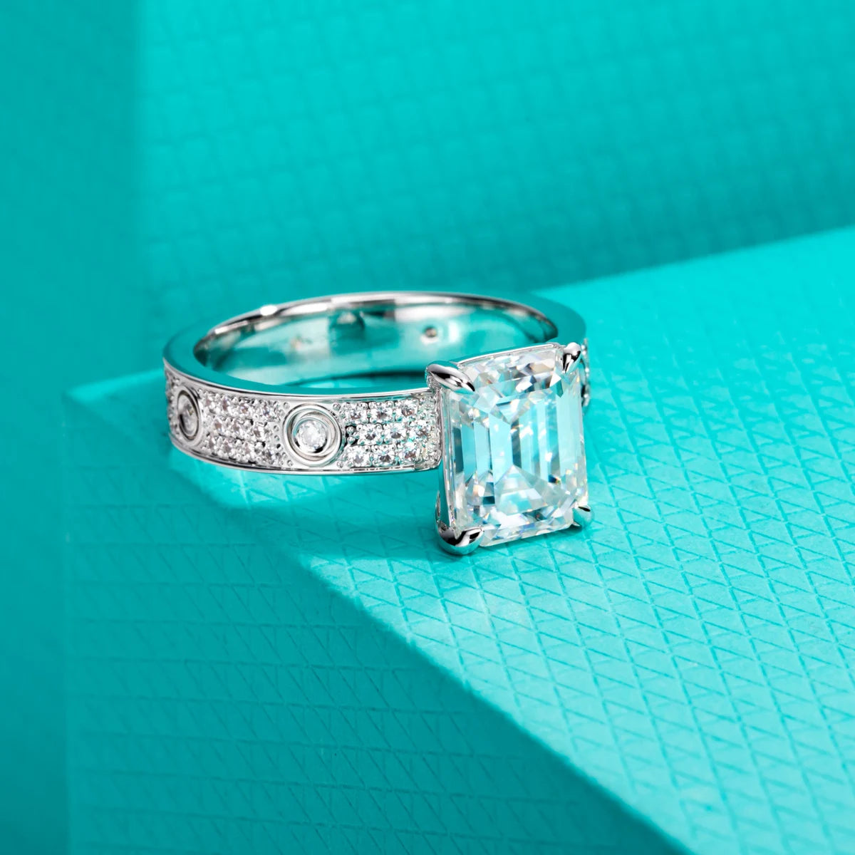 3 CT Moissanite Emerald Cut Engagement Ring
