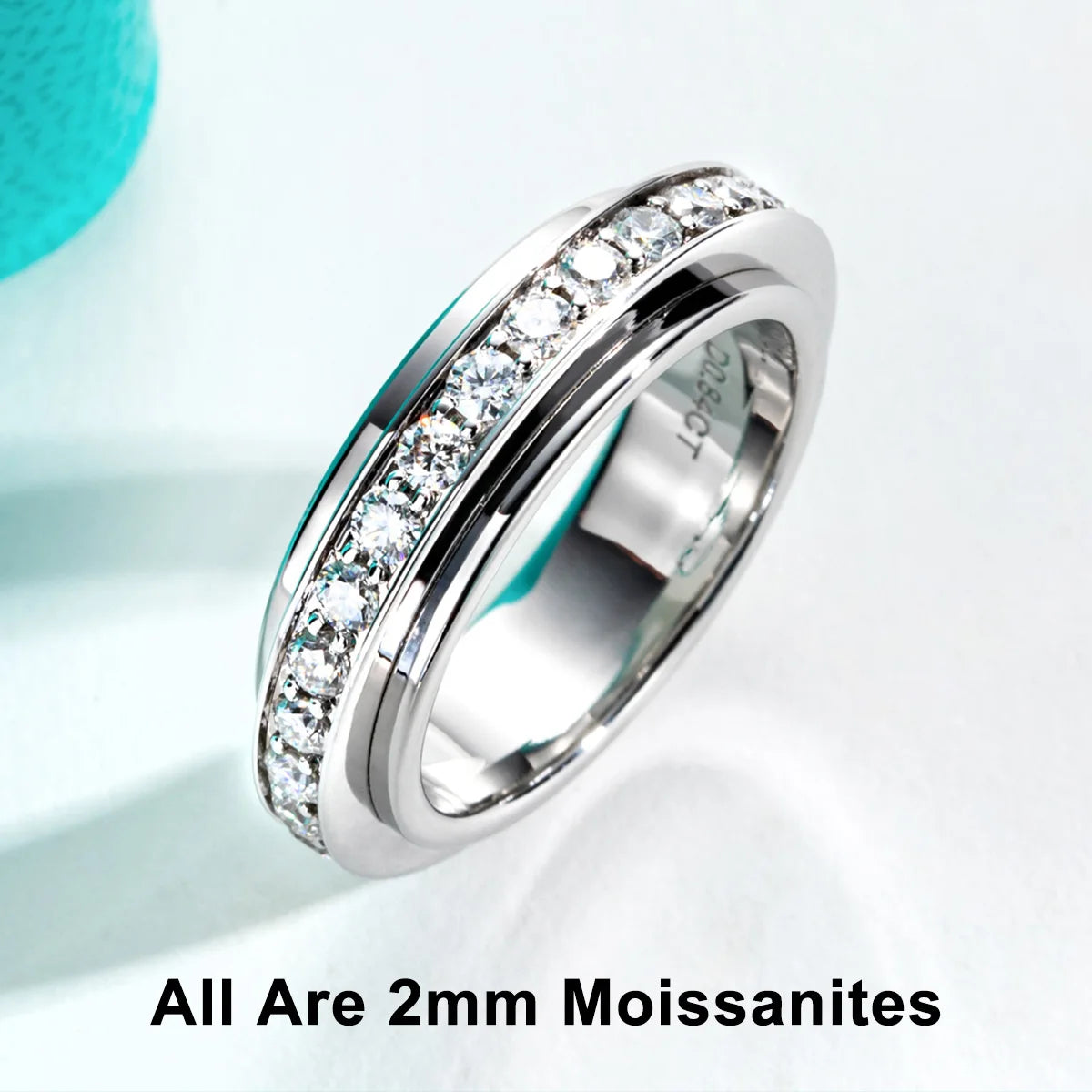 2MM Moissanite Spinner Eternity Band Ring
