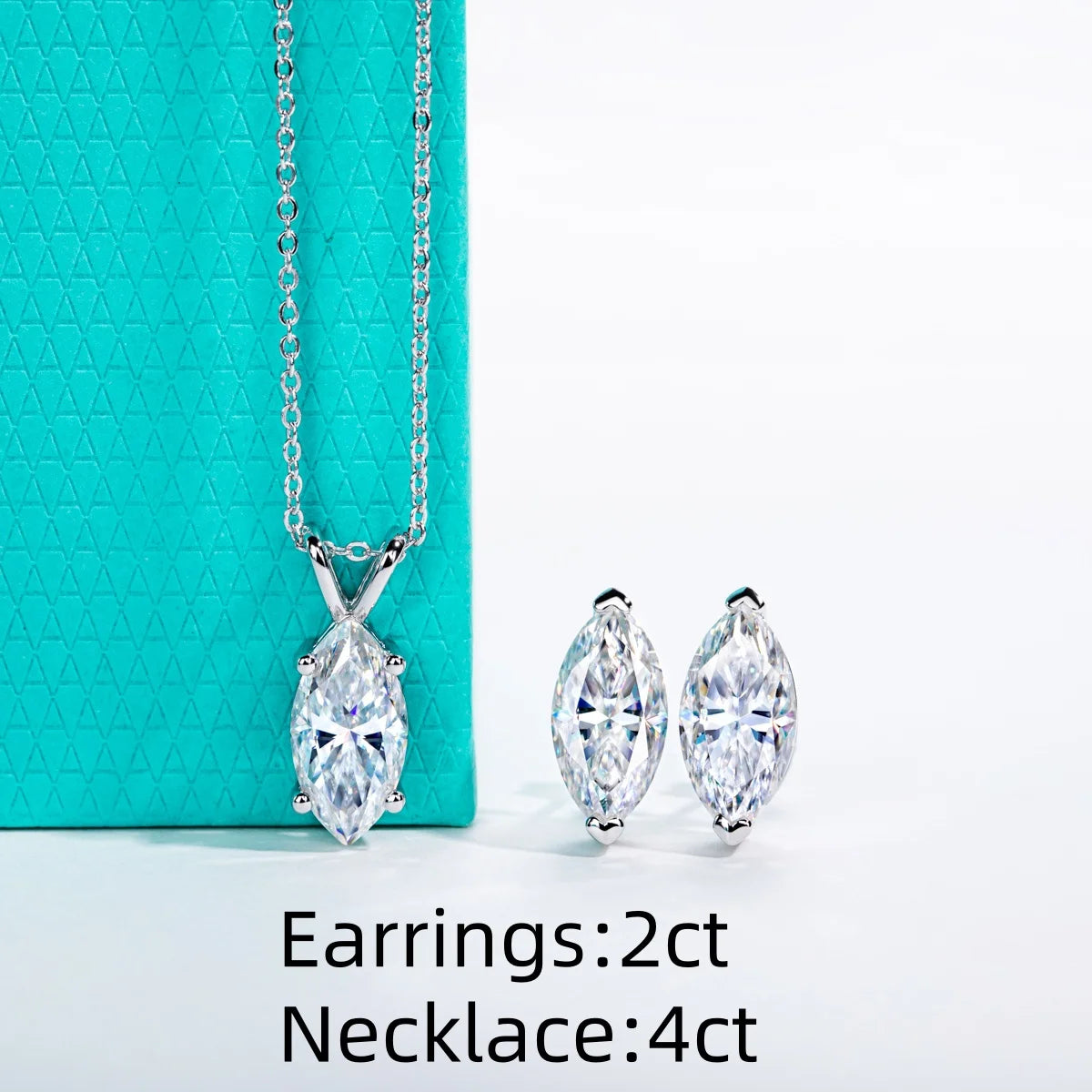 VVS 1 D Color Marquise Cut Moissanite Necklace-Earstud Set