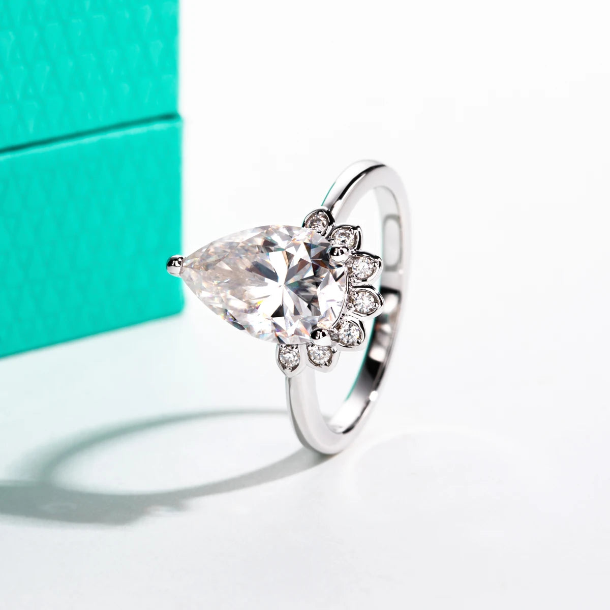 4 CT Pear Cut D Color Moissanite Engagement Ring