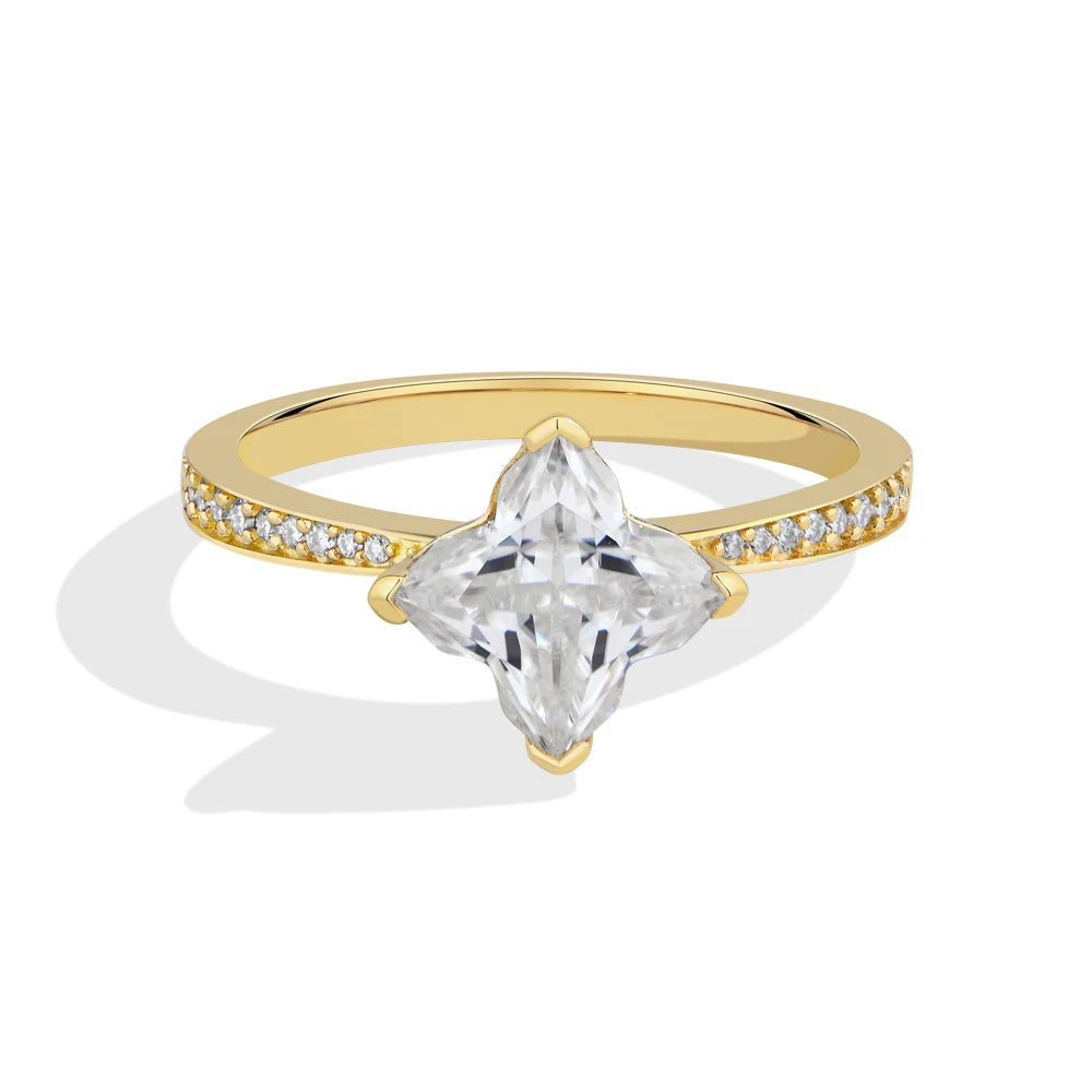 2 CT Clover Cut Moissanite Ring