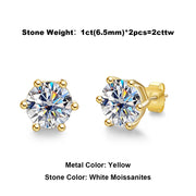 Total 4/2/1ct Moissanite Stud Earrings.