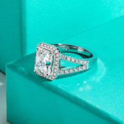 3CT Radiant Cut D Color Moissanite Engagement Ring
