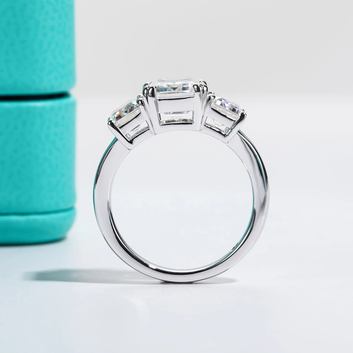 5 CT Emerald Cut Moissanite Engagement Ring