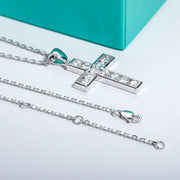 3.5MM 2.2cttw D Color Moissanite Diamond Cross Pendant Necklace.