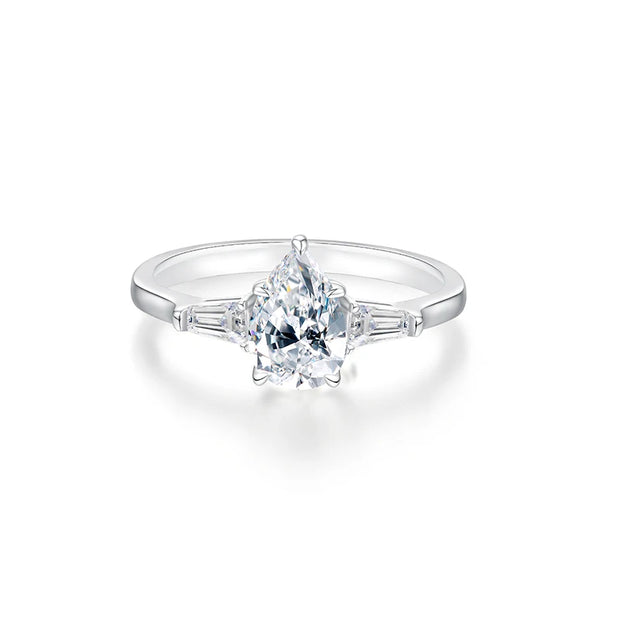 VVS1 D Color 1.5 CT Pear Cut Moissanite Ring.