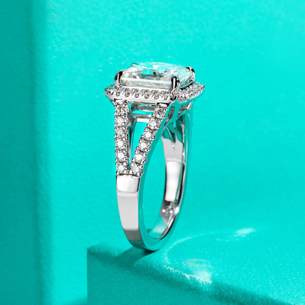 3CT Radiant Cut D Color Moissanite Engagement Ring