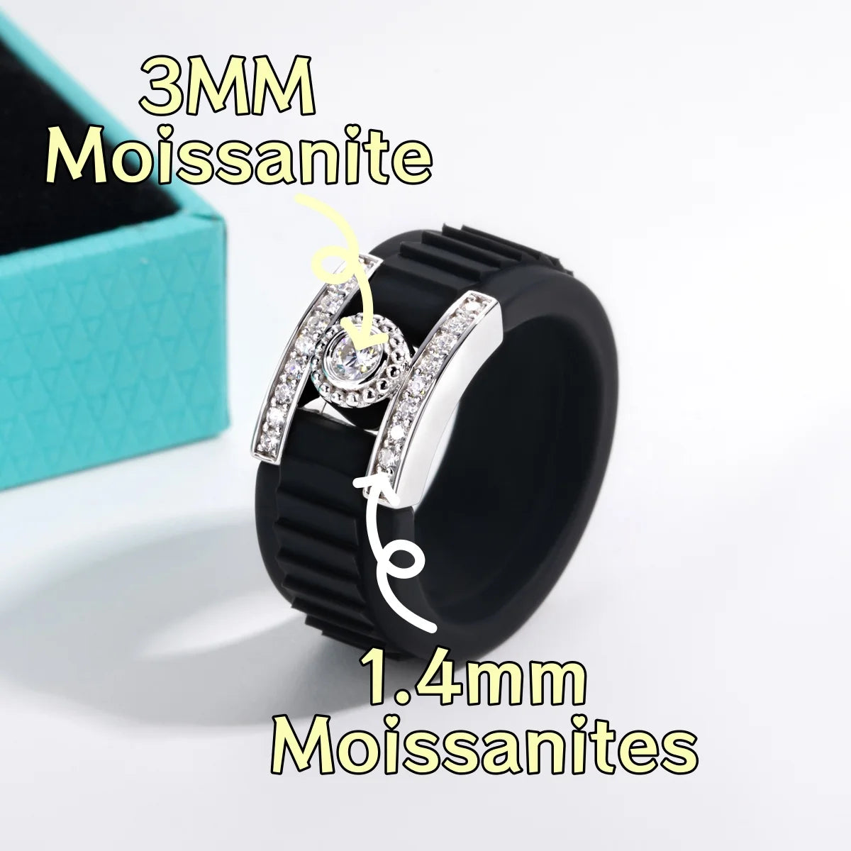 3 MM Round Moissanite Halo Silicone Ring