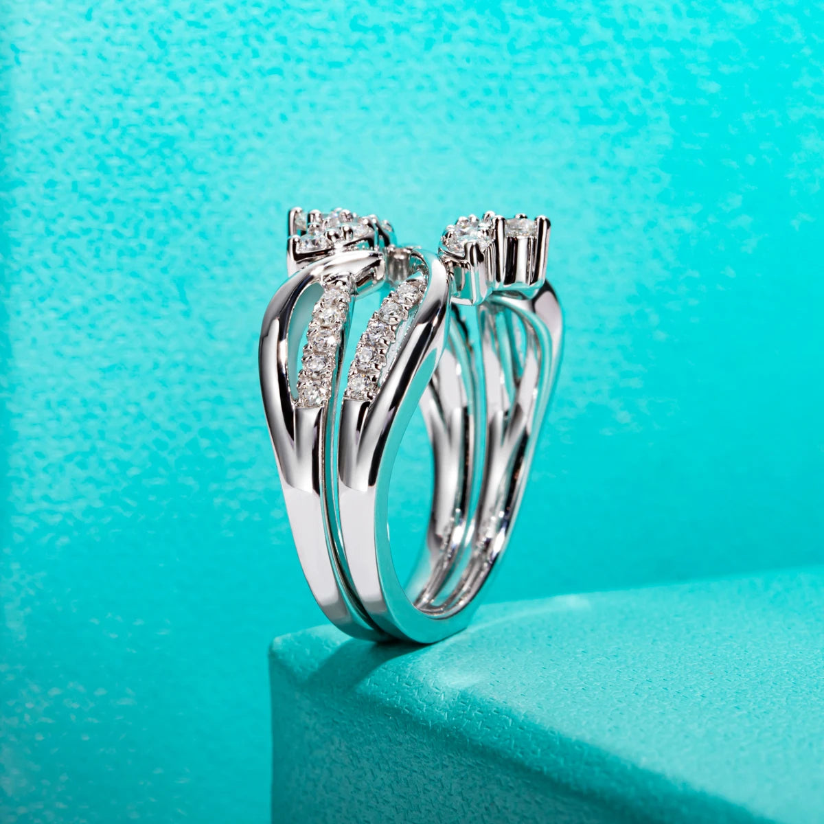 VVS1 D Color Moissanite Bridal Band Set