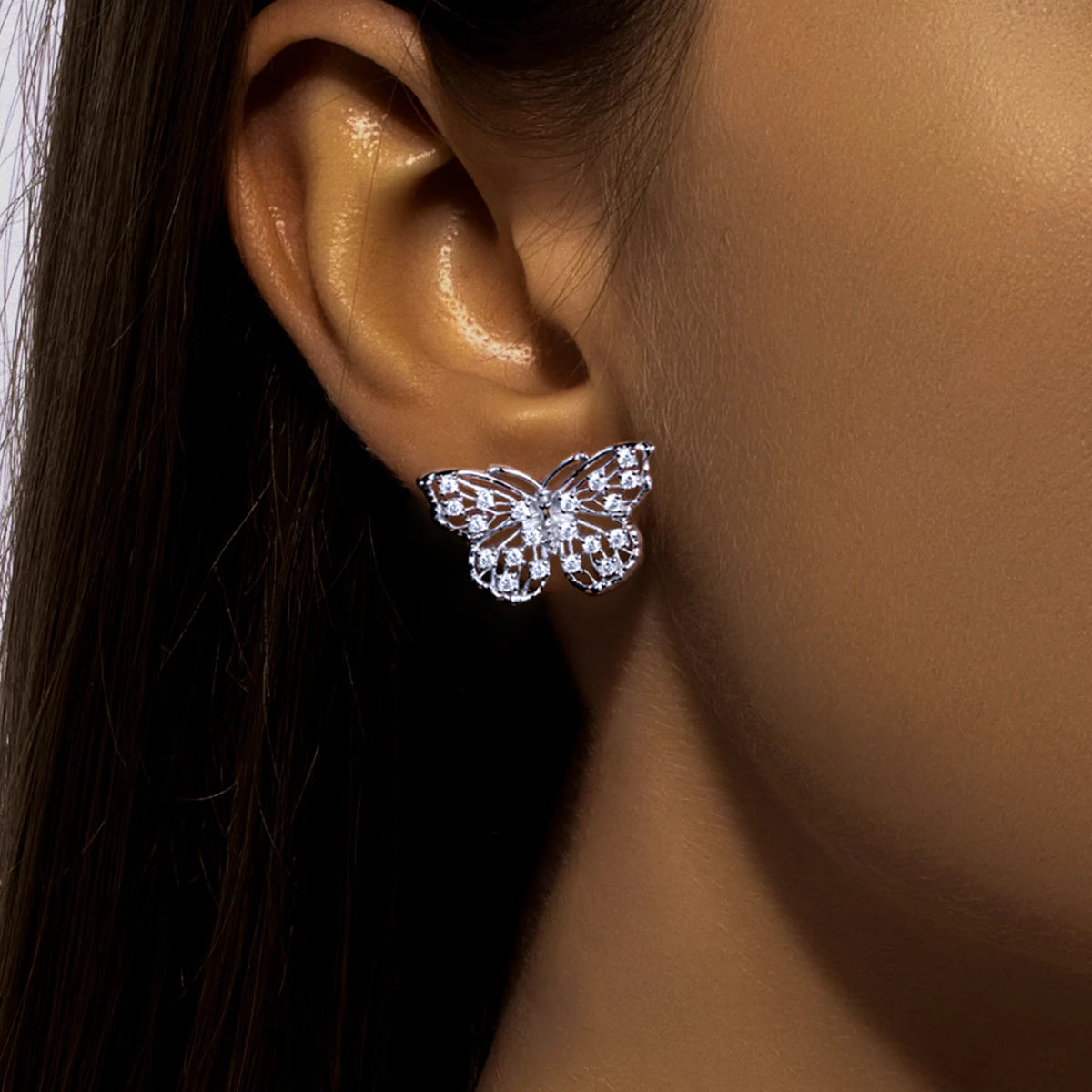 1.6 MM Moissanite Butterfly Stud Earring