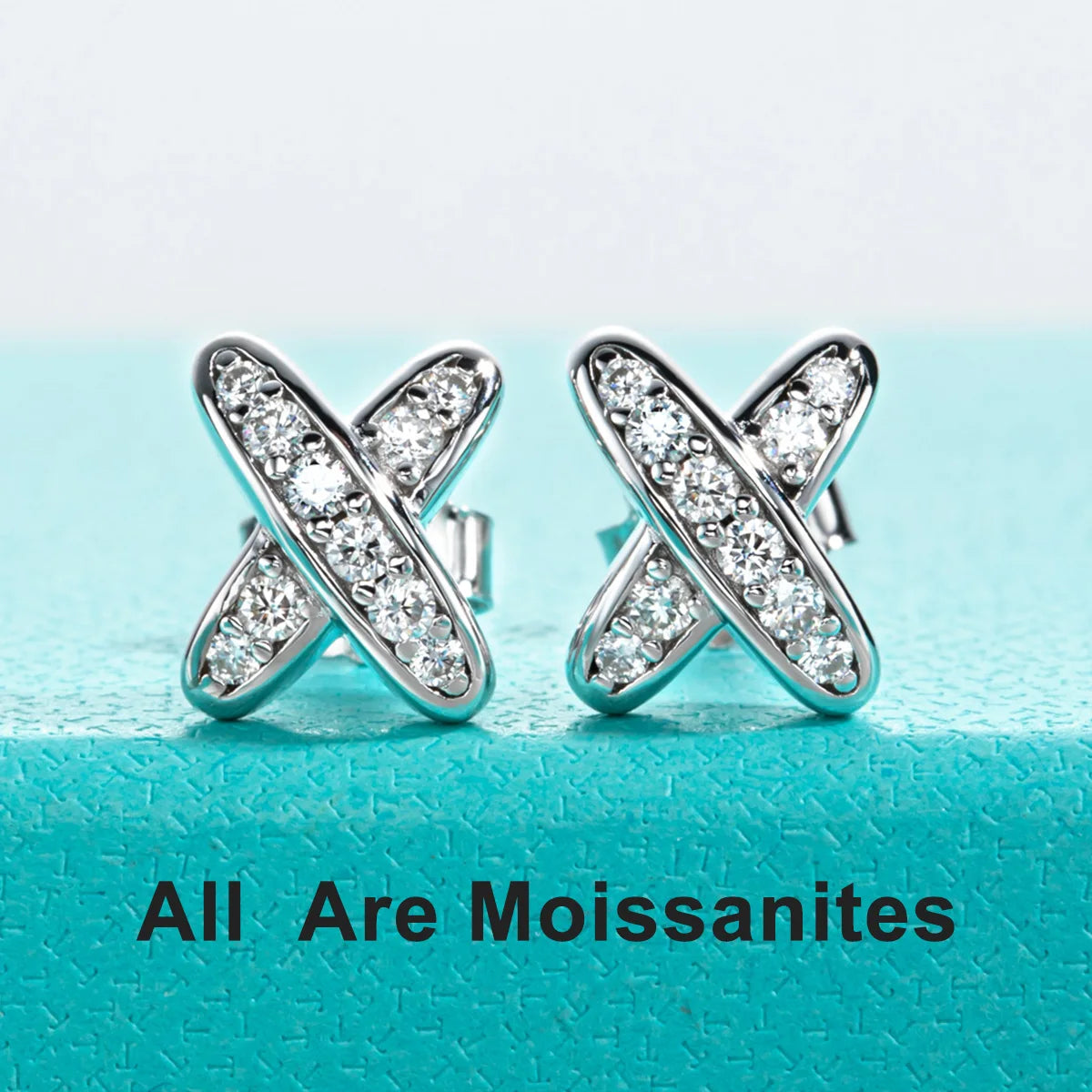 Moissanite Diamond Cross Stud Earrings.