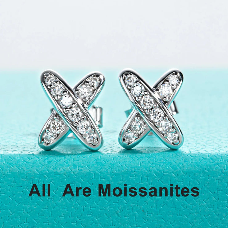 Moissanite Diamond Cross Stud Earrings.