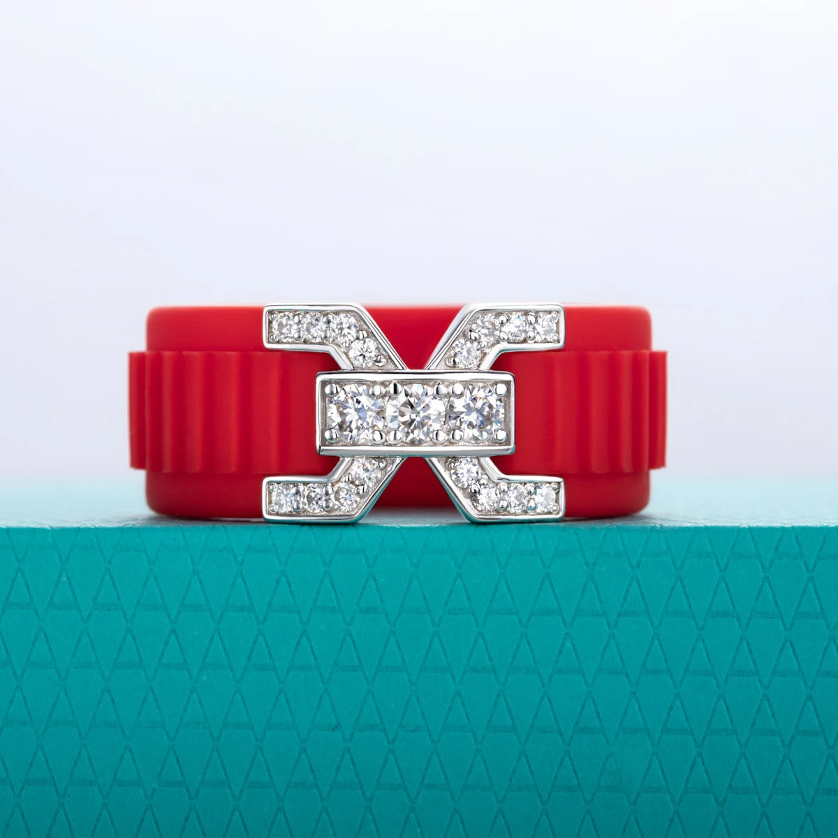 Moissanite Inlaid Silicone Band Ring