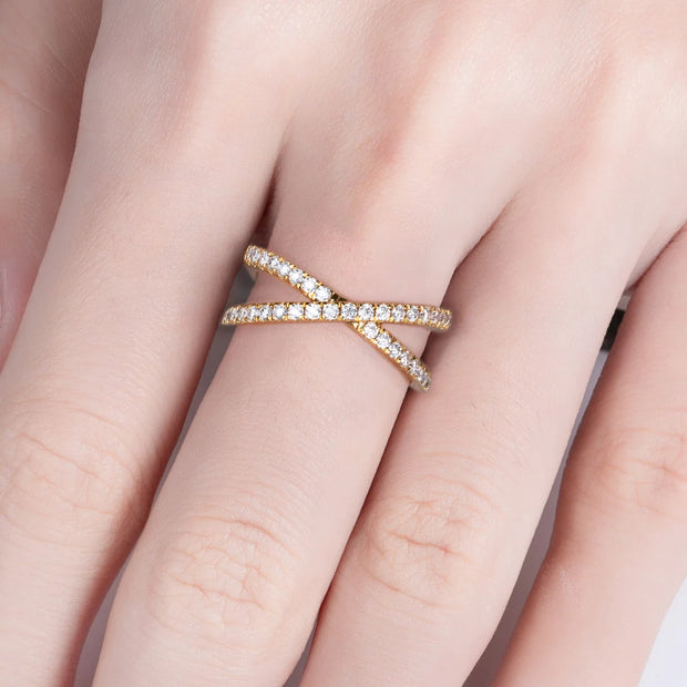 GK Moissanites 1.5mm D Color Moissanite X Crossover GRA Certified Wedding Bands