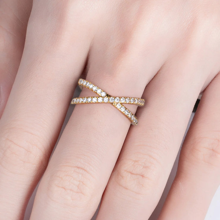 1.5mm D Color Moissanite X Crossover Wedding Bands
