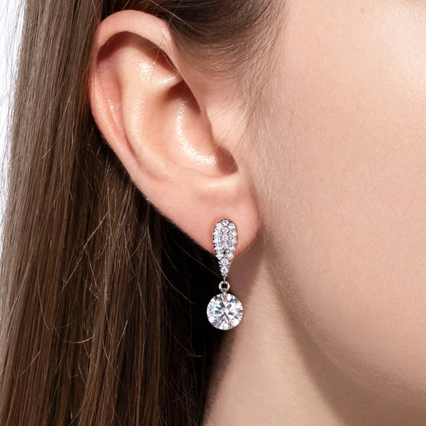 6cttw D Color Moissanite Drop Earrings.