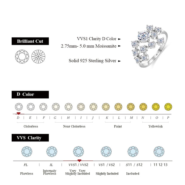 1CT Multi-stone Brilliant Cut Moissanite Promise Ring.