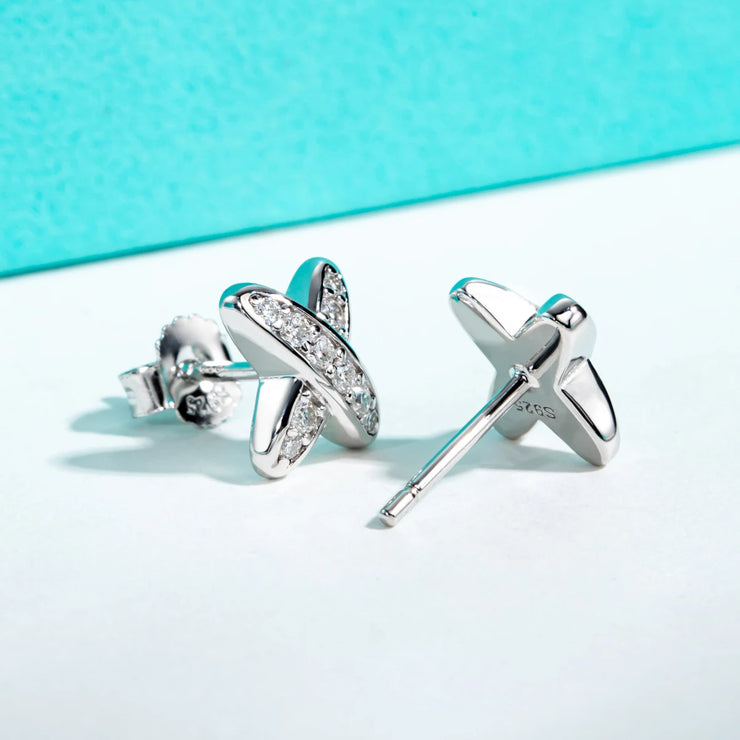 Moissanite Diamond Cross Stud Earrings.