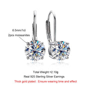 1 Carat D Color Moissanite Diamond Dangle Drop Earrings - 925 Sterling Silver Bow Cuff Earrings.