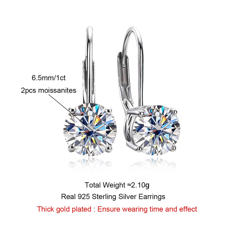 1 Carat D Color Moissanite Diamond Dangle Drop Earrings - 925 Sterling Silver Bow Cuff Earrings.