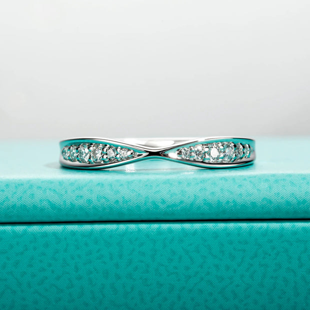 GK Moissanites Bow Tie D Color Moissanite Wedding Band Rings