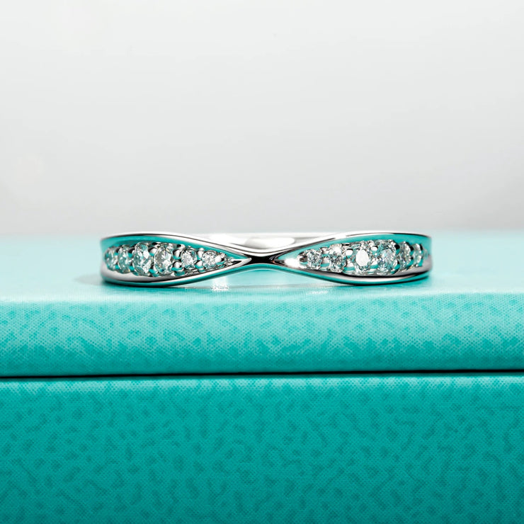 GK Moissanites Bow Tie D Color Moissanite Wedding Band Rings