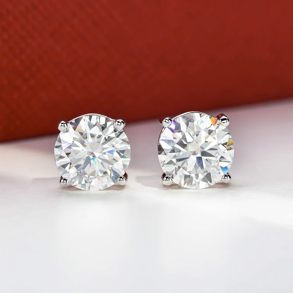 4 CTTW D Color Moissanite Stud Earrings