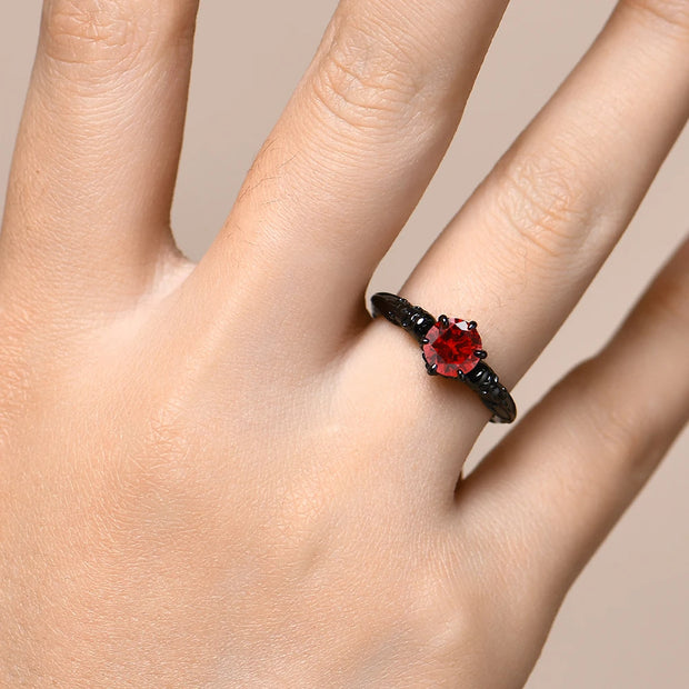 VVS1 D Color 6.5MM Red Moissanite Ring | S925.