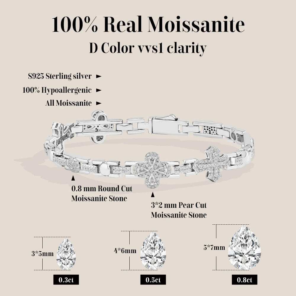 VVS1 D Color Moissanite Chain Bracelet